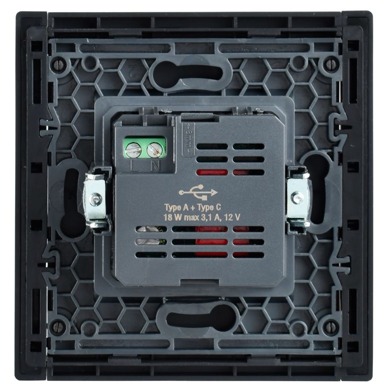 FORTE&PIANO Розетка USB A+C 18Вт FP551 сталь IEK