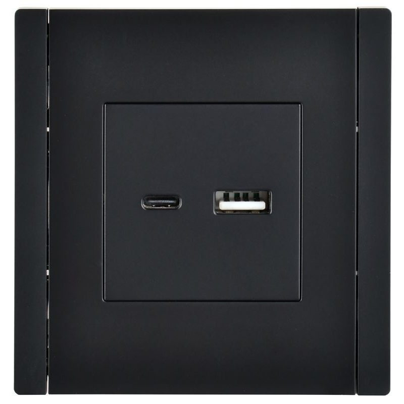 FORTE&PIANO Розетка USB A+C 3,1А FP150 черный IEK