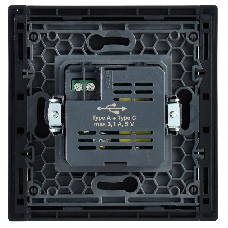 FORTE&PIANO Розетка USB A+C 3,1А FP150 черный IEK