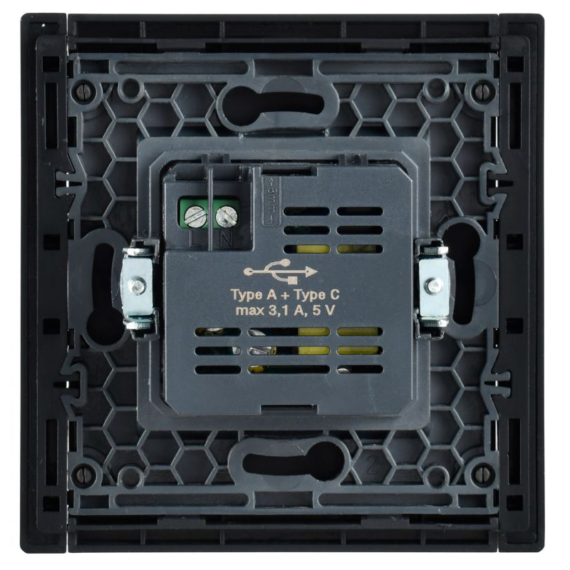 FORTE&PIANO Розетка USB A+C 3,1А FP550 сталь IEK