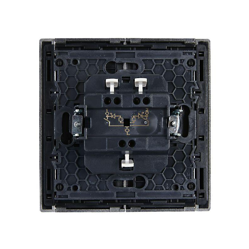 FORTE&PIANO Выключатель 2-клавишный с индикацией 10А FP506 сталь IEK