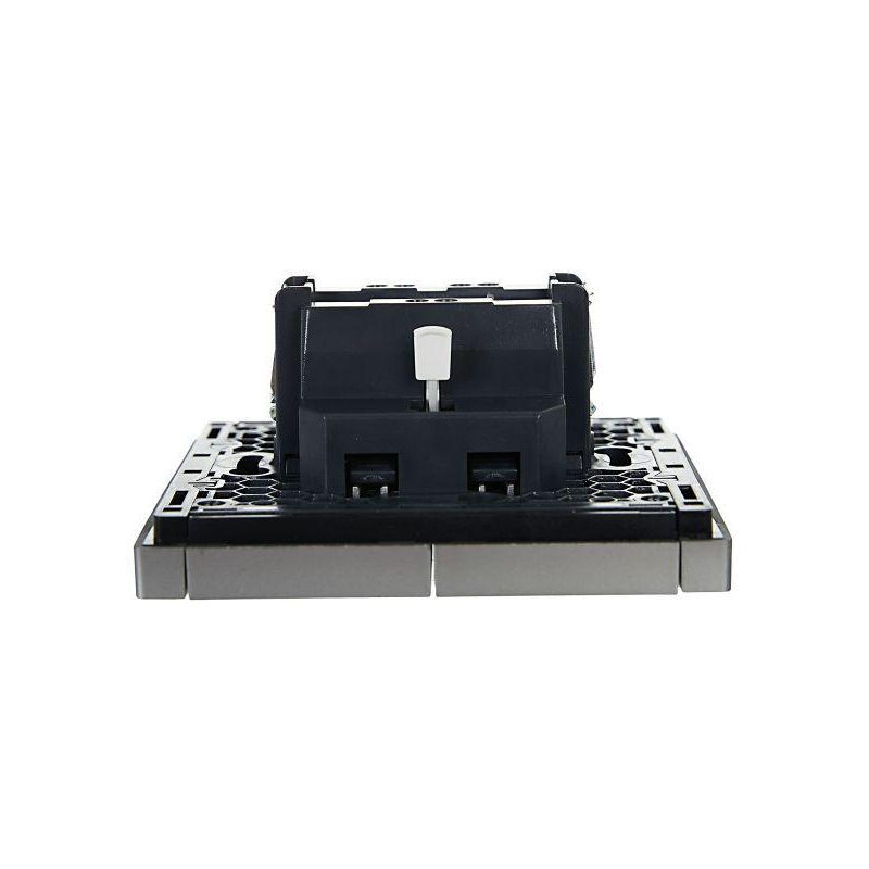 FORTE&PIANO Выключатель 2-клавишный с индикацией 10А FP506 сталь IEK