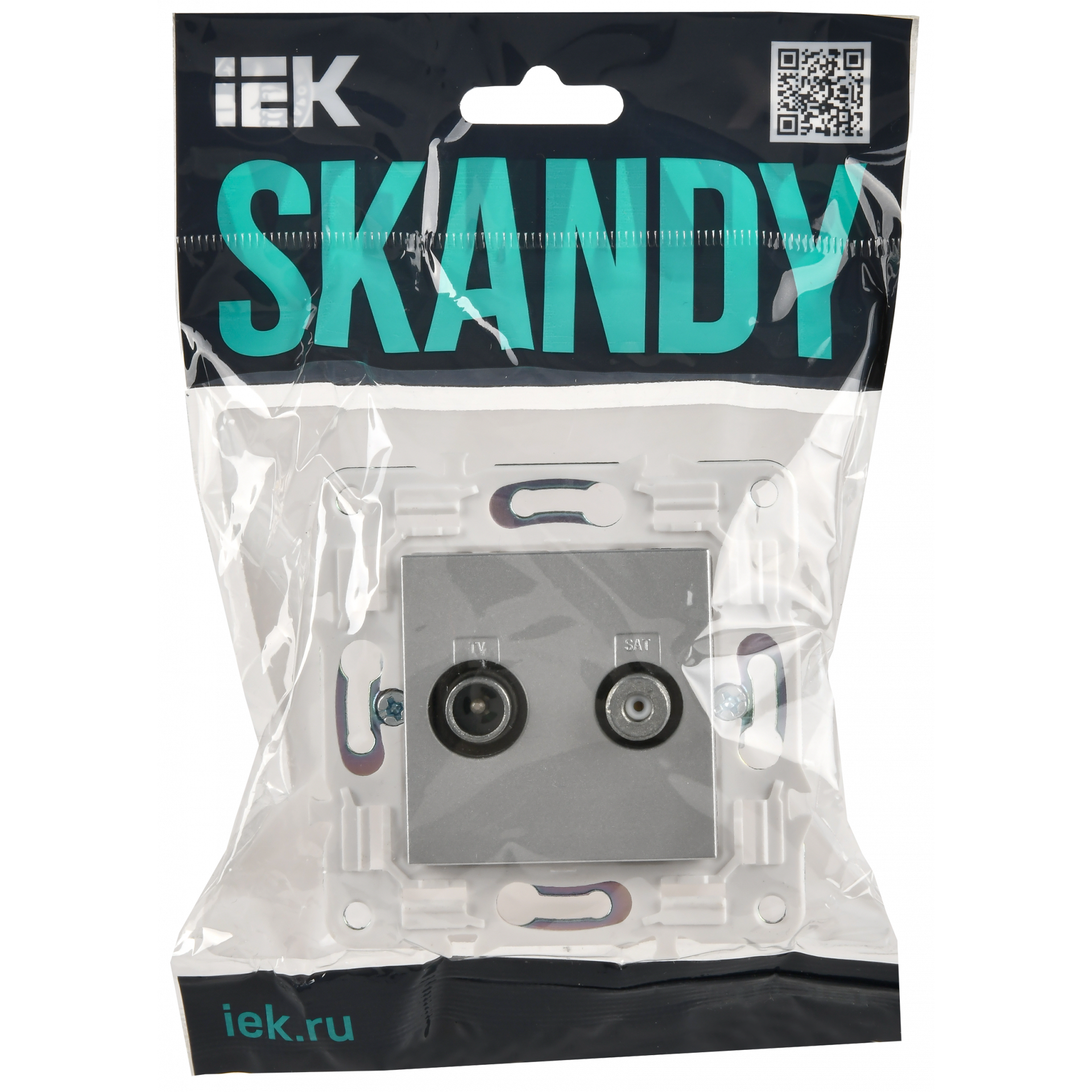 SKANDY Розетка двойная TV+SAT SK-A13S серебряный IEK