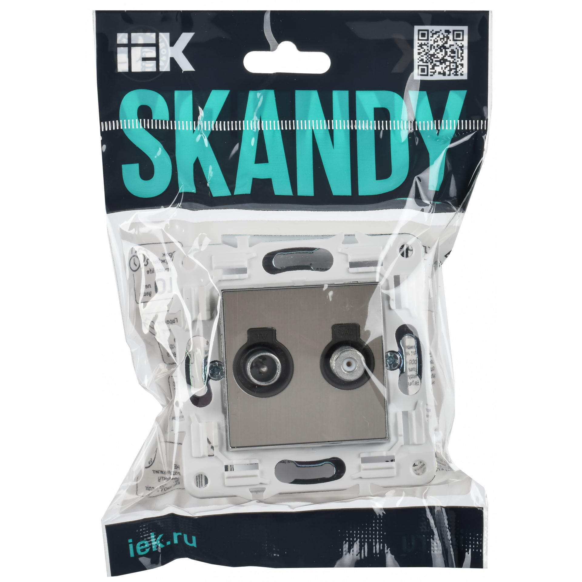 SKANDY Розетка двойная TV+SAT SK-A13N металл никель IEK
