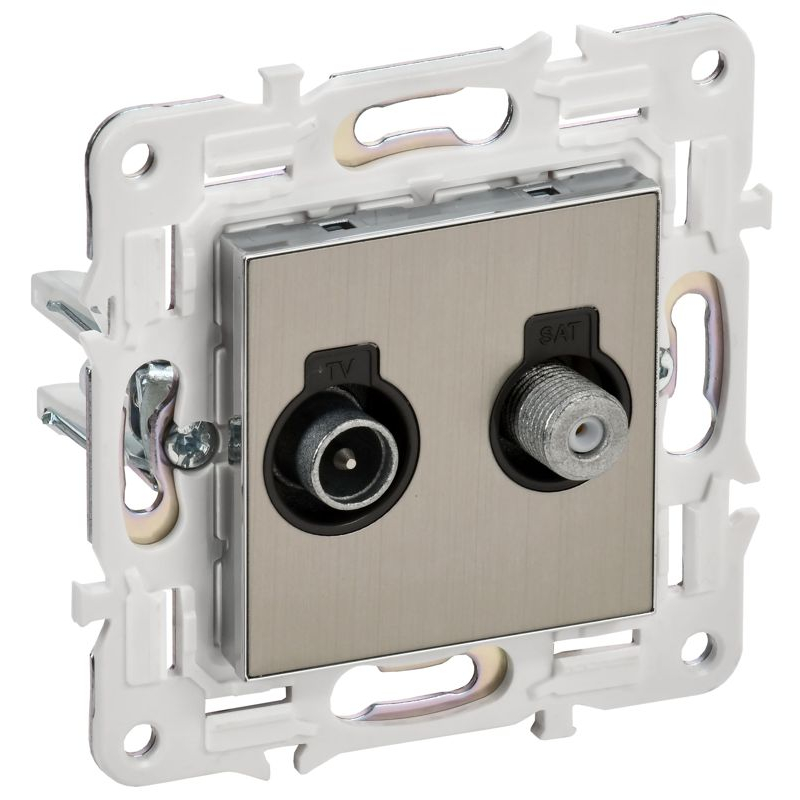 SKANDY Розетка двойная TV+SAT SK-A13N металл никель IEK