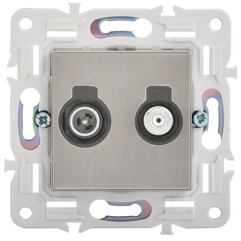 SKANDY Розетка двойная TV+SAT SK-A13N металл никель IEK