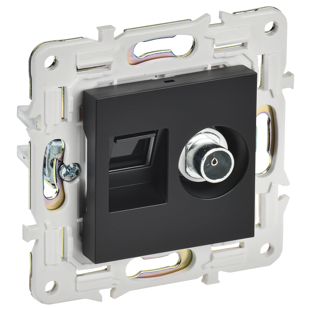 SKANDY Розетка двойная TV+RJ45 кат.5E SK-A14Bl черный IEK