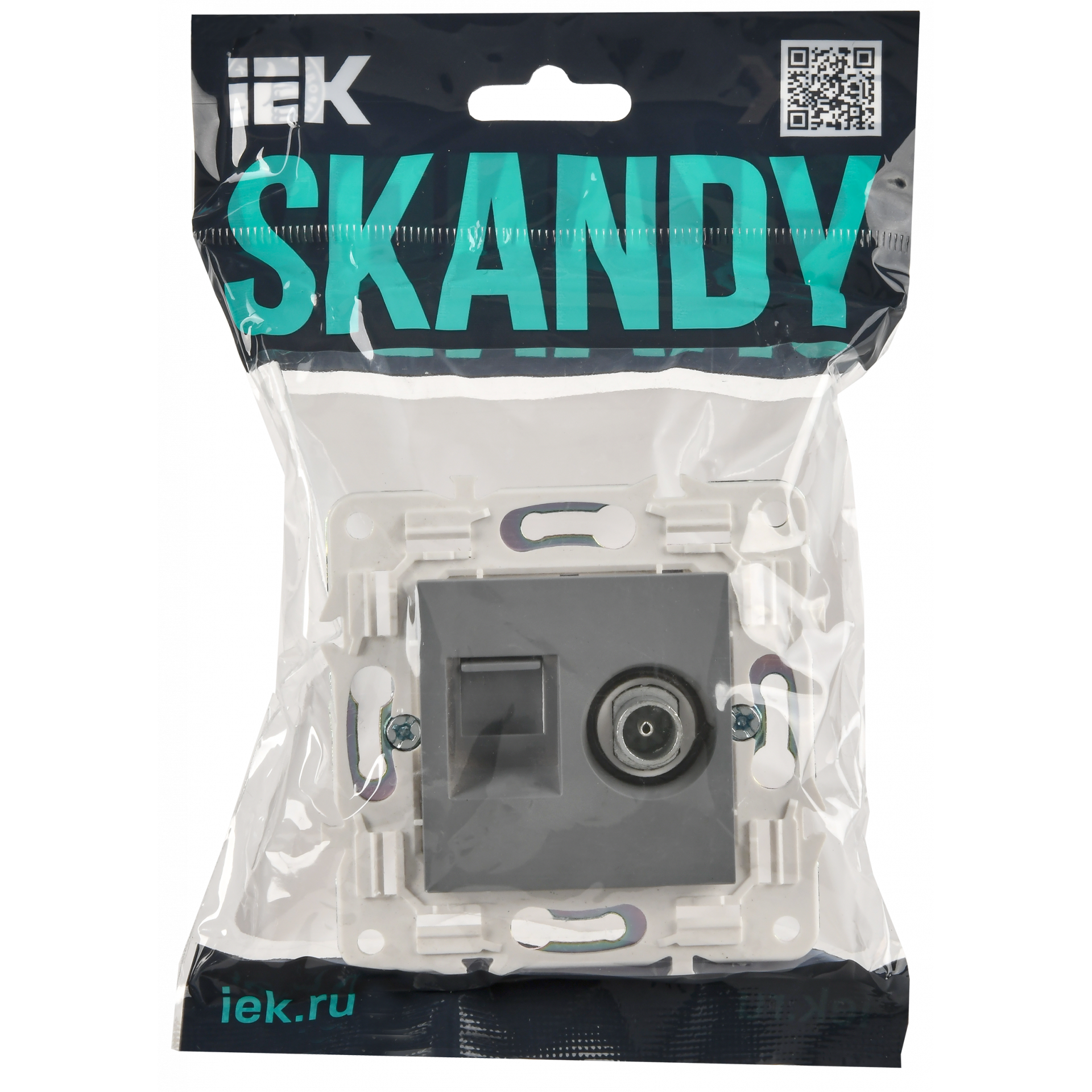 SKANDY Розетка двойная TV+RJ45 кат.5E SK-A14Gr серый IEK