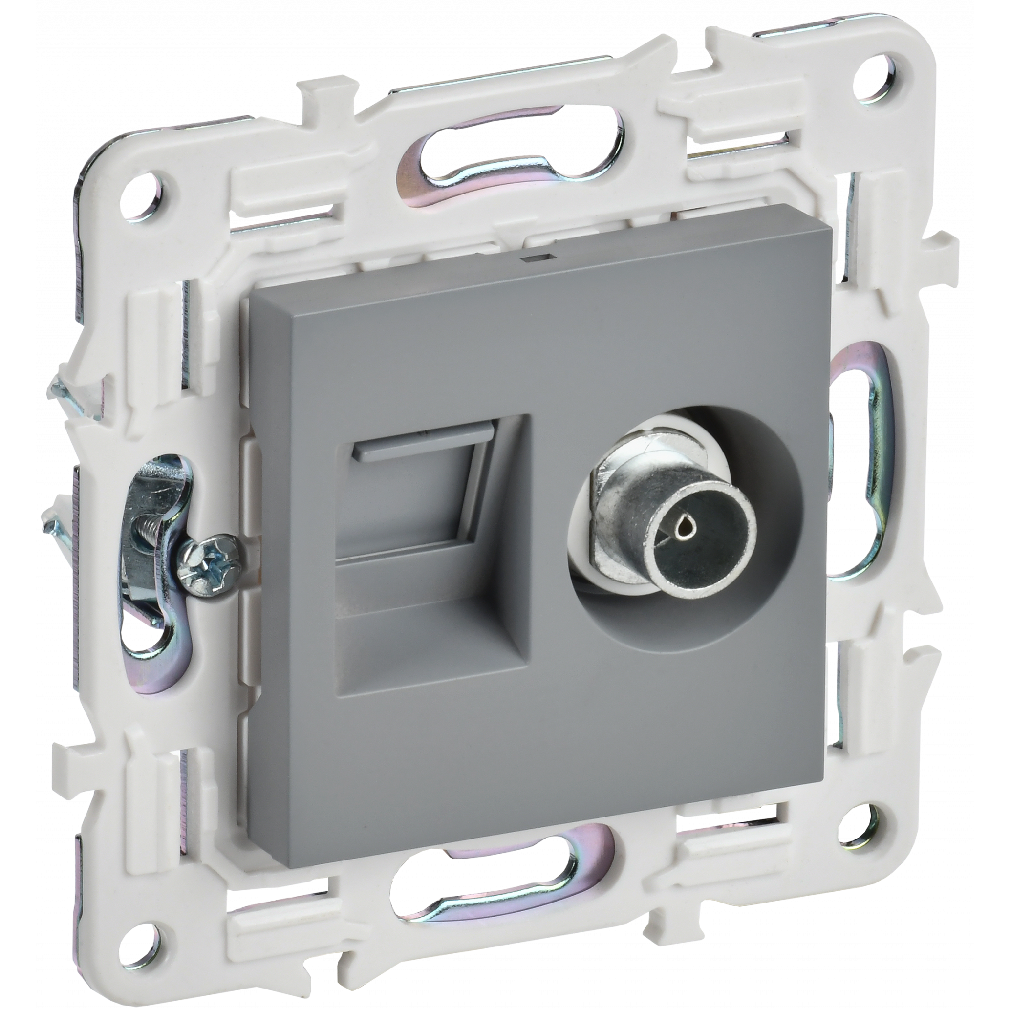 SKANDY Розетка двойная TV+RJ45 кат.5E SK-A14Gr серый IEK