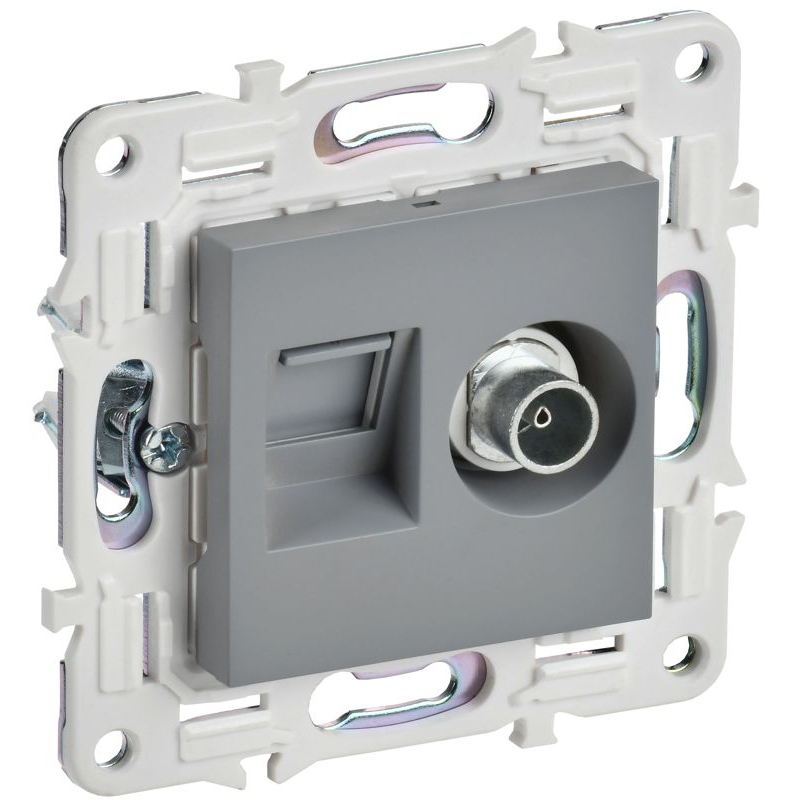 SKANDY Розетка двойная TV+RJ45 кат.5E SK-A14Gr серый IEK