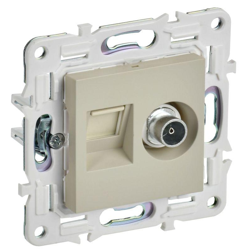 SKANDY Розетка двойная TV+RJ45 кат.5E SK-A14B бежевый IEK