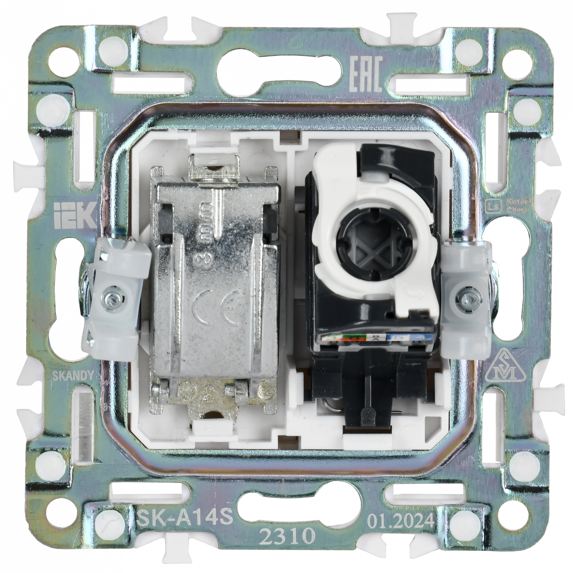 SKANDY Розетка двойная TV+RJ45 кат.5E SK-A14S серебряный IEK