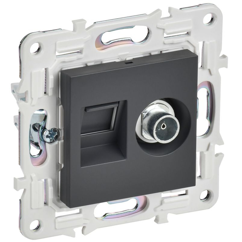 SKANDY Розетка двойная TV+RJ45 кат.5E SK-A14T титан IEK