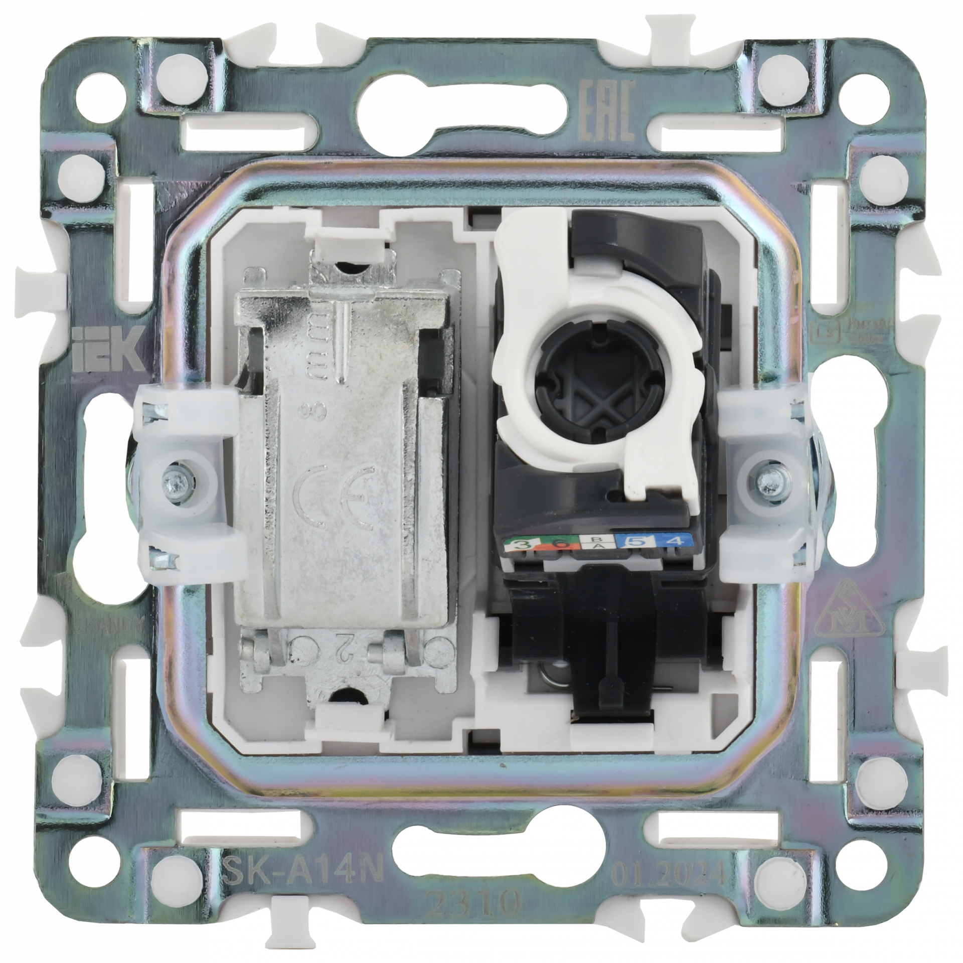 SKANDY Розетка двойная TV+RJ45 кат.5E SK-A14N металл никель IEK