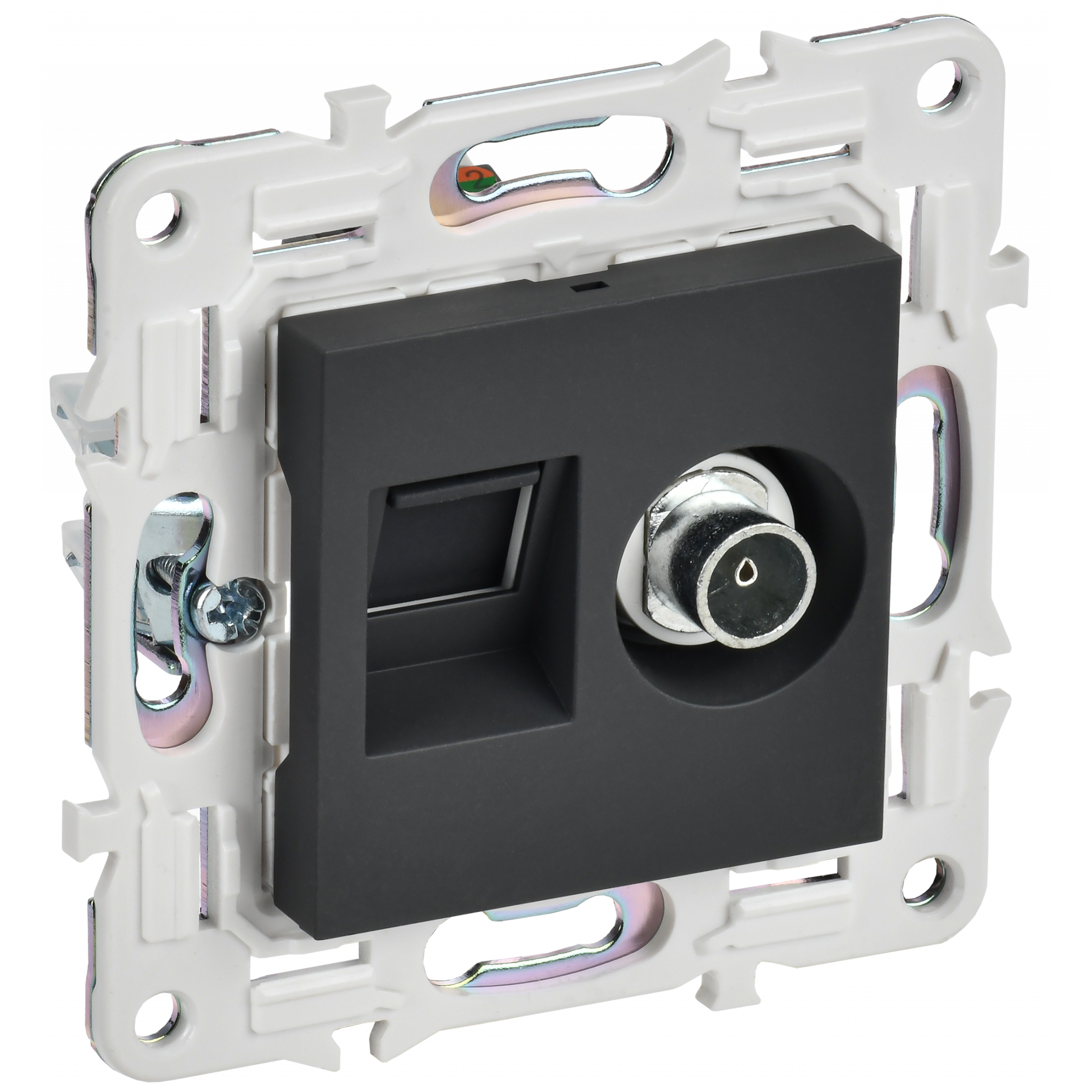 SKANDY Розетка двойная TV+RJ45 кат.5E SK-A14G графит IEK