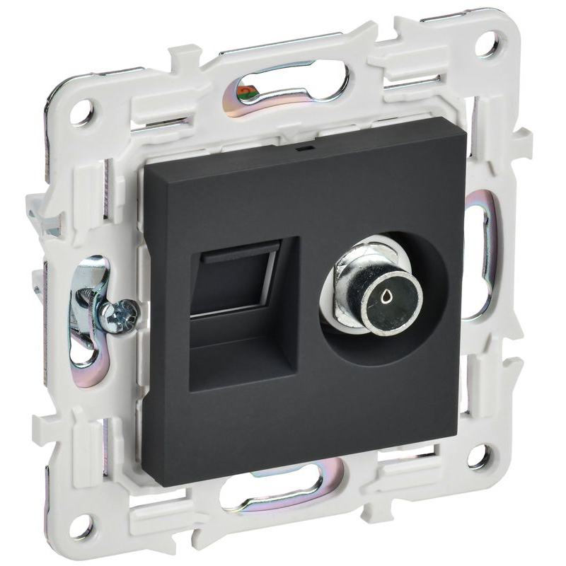 SKANDY Розетка двойная TV+RJ45 кат.5E SK-A14G графит IEK