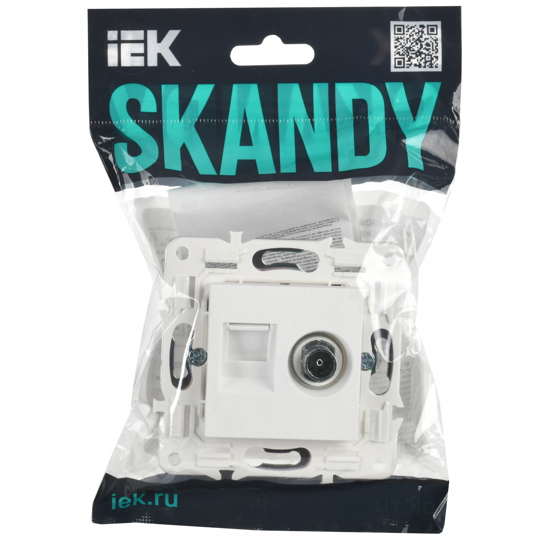 SKANDY Розетка двойная TV+RJ45 кат.6 SK-A15W арктический белый IEK