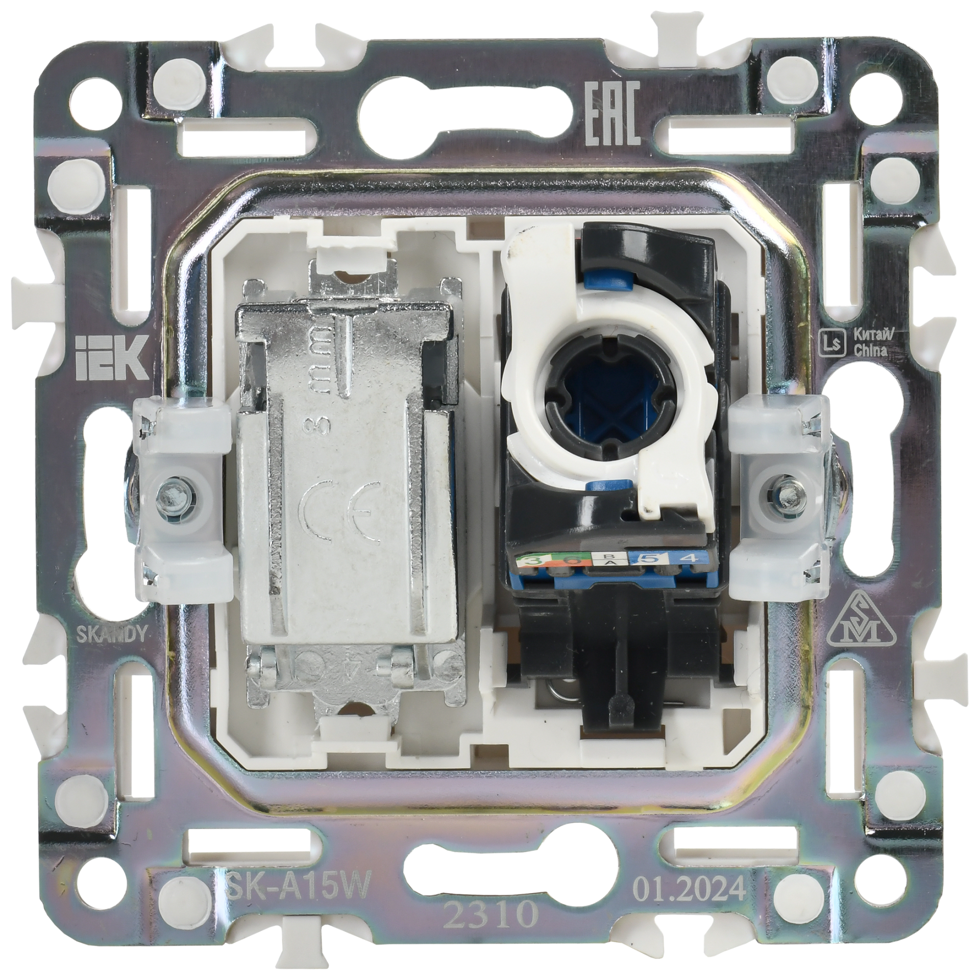 SKANDY Розетка двойная TV+RJ45 кат.6 SK-A15W арктический белый IEK