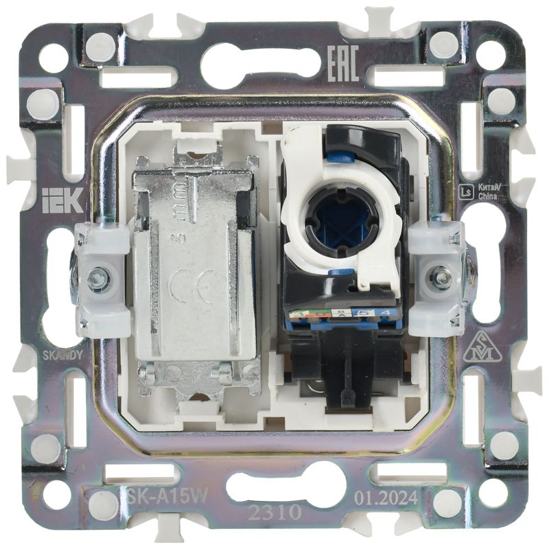 SKANDY Розетка двойная TV+RJ45 кат.6 SK-A15W арктический белый IEK