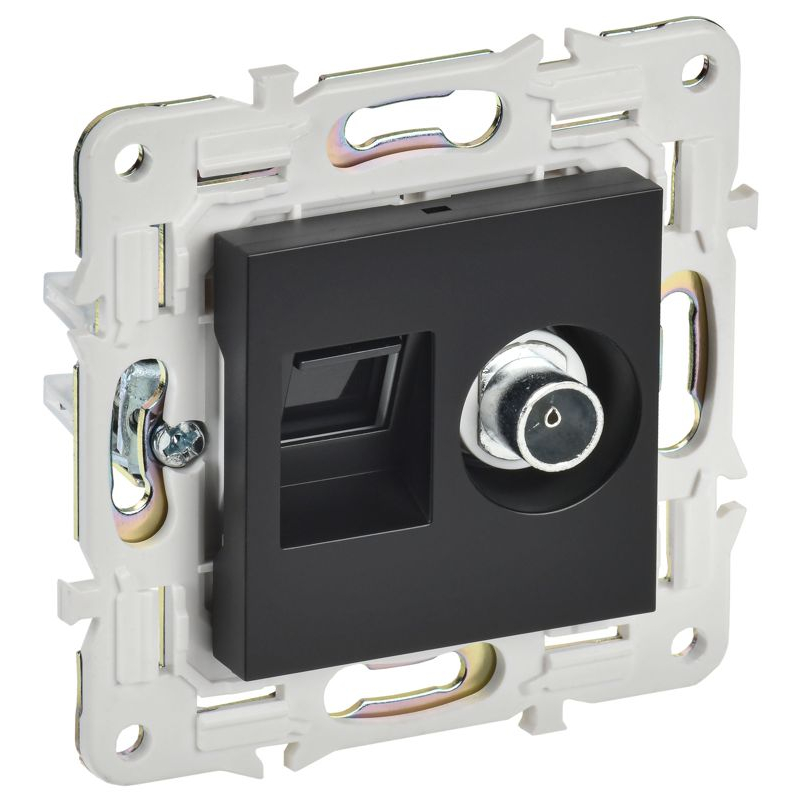 SKANDY Розетка двойная TV+RJ45 кат.6 SK-A15Bl черный IEK