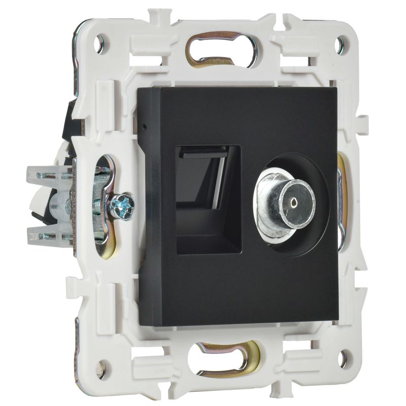 SKANDY Розетка двойная TV+RJ45 кат.6 SK-A15Bl черный IEK