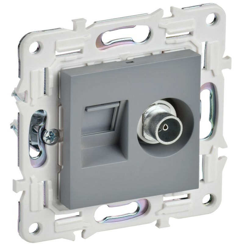 SKANDY Розетка двойная TV+RJ45 кат.6 SK-A15Gr серый IEK