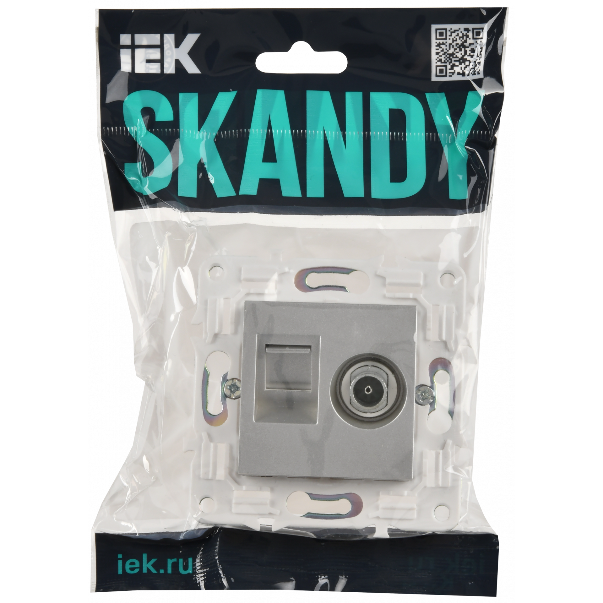SKANDY Розетка двойная TV+RJ45 кат.6 SK-A15S серебряный IEK