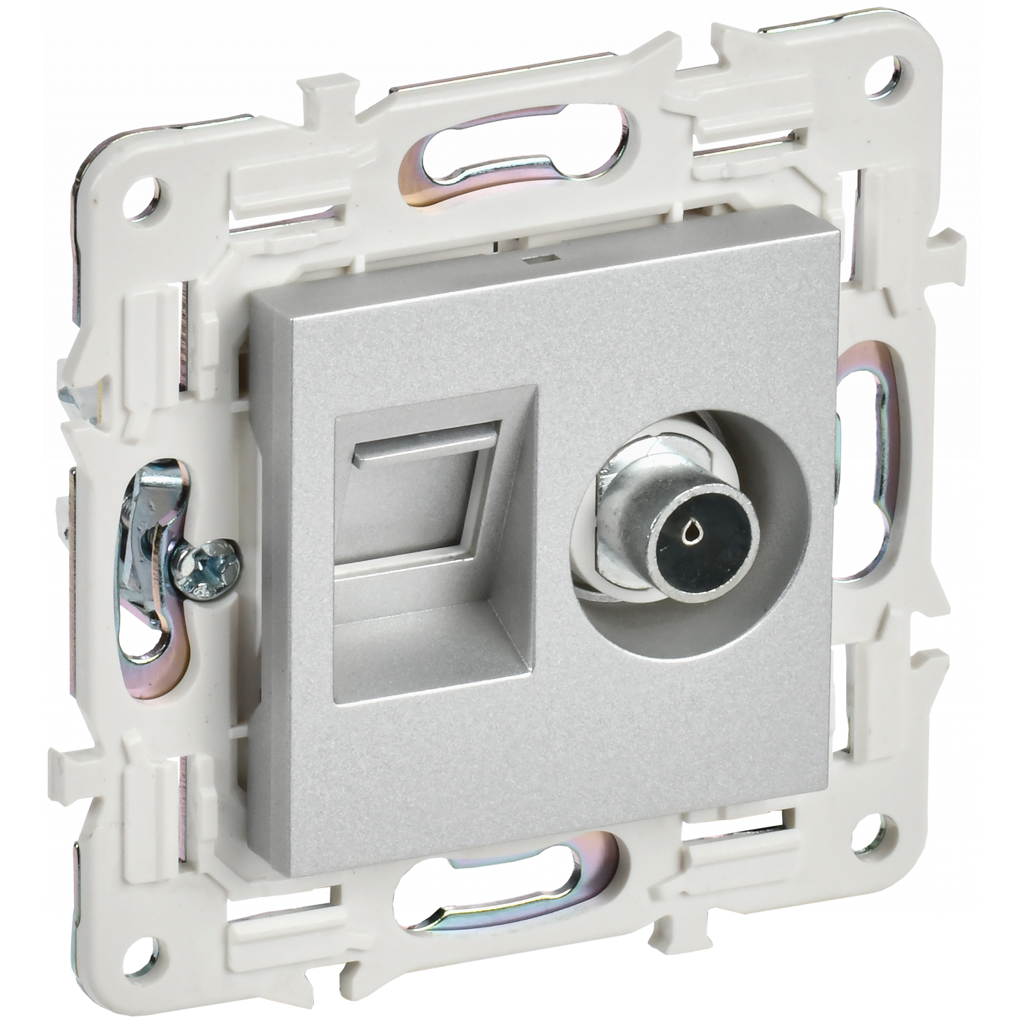 SKANDY Розетка двойная TV+RJ45 кат.6 SK-A15S серебряный IEK