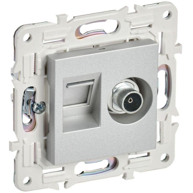 SKANDY Розетка двойная TV+RJ45 кат.6 SK-A15S серебряный IEK