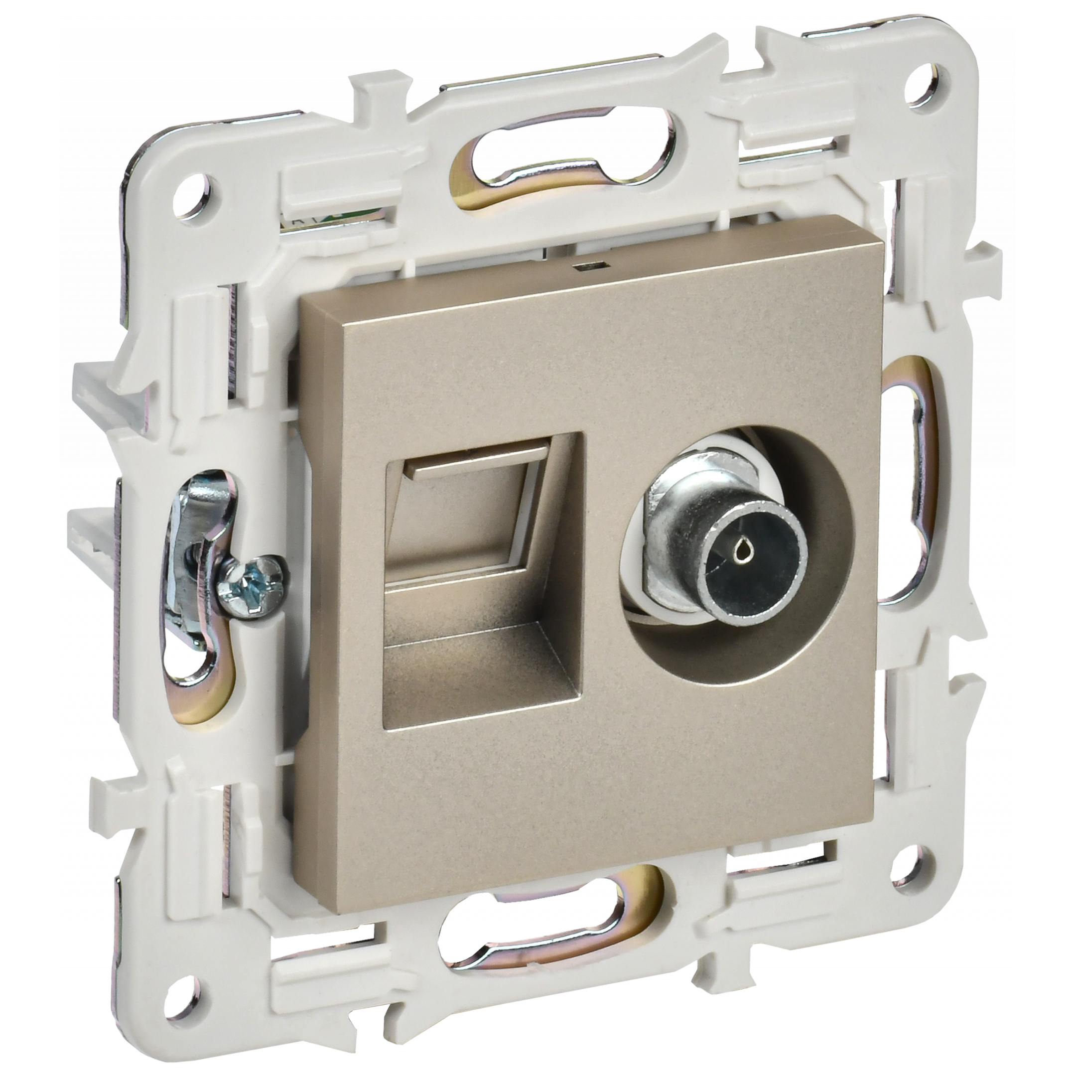 SKANDY Розетка двойная TV+RJ45 кат.6 SK-A15Sh шампань IEK