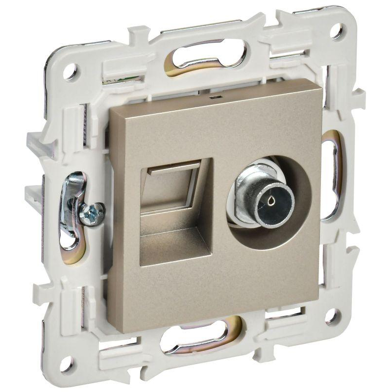 SKANDY Розетка двойная TV+RJ45 кат.6 SK-A15Sh шампань IEK