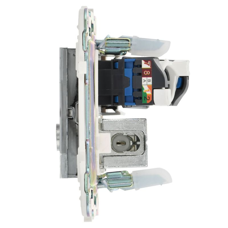 SKANDY Розетка двойная TV+RJ45 кат.6 SK-A15N металл никель IEK