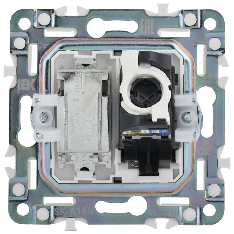 SKANDY Розетка двойная TV+RJ45 кат.6 SK-A15N металл никель IEK