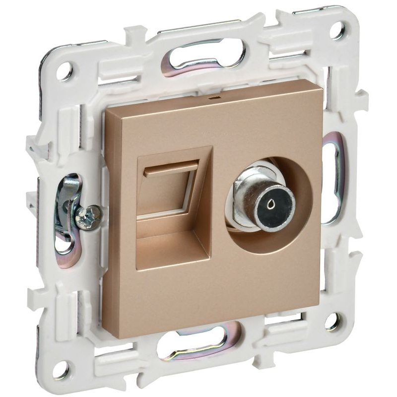 SKANDY Розетка двойная TV+RJ45 кат.6 SK-A15Sa песочный IEK