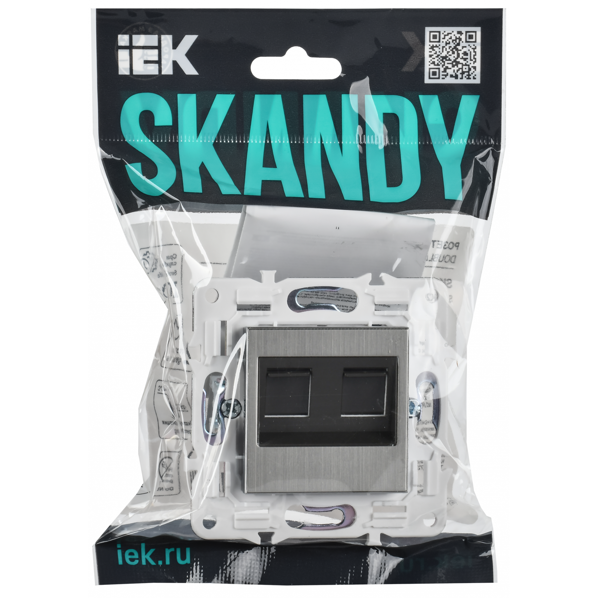 SKANDY Розетка компьютерная двойная RJ45 кат.5E SK-K03N металл никель IEK