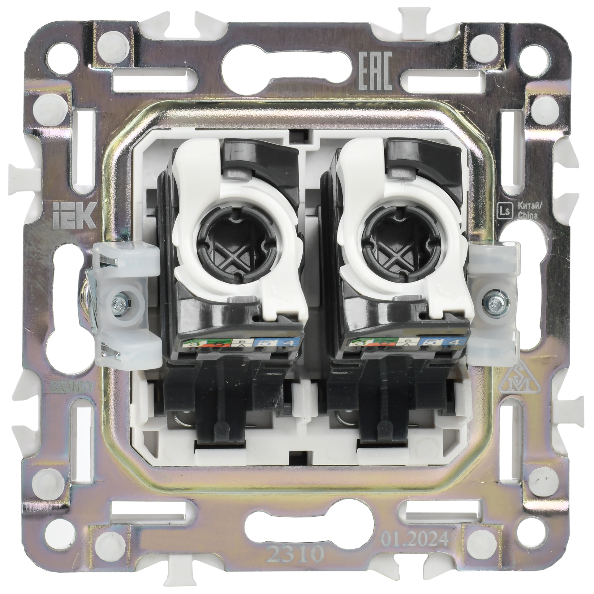 SKANDY Розетка компьютерная двойная RJ45 кат.5E SK-K03N металл никель IEK