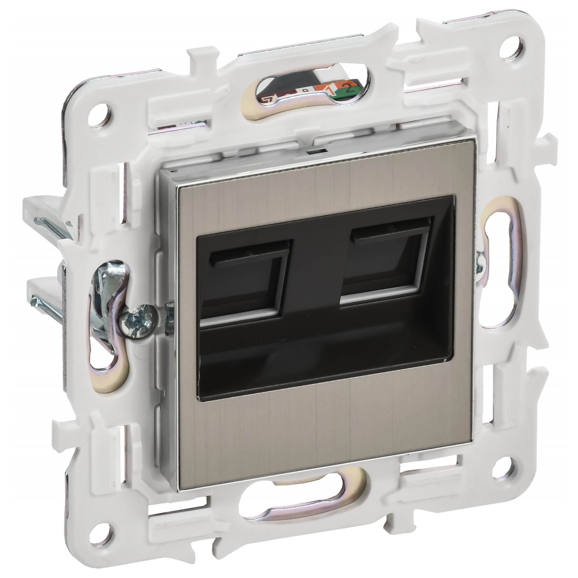 SKANDY Розетка компьютерная двойная RJ45 кат.5E SK-K03N металл никель IEK