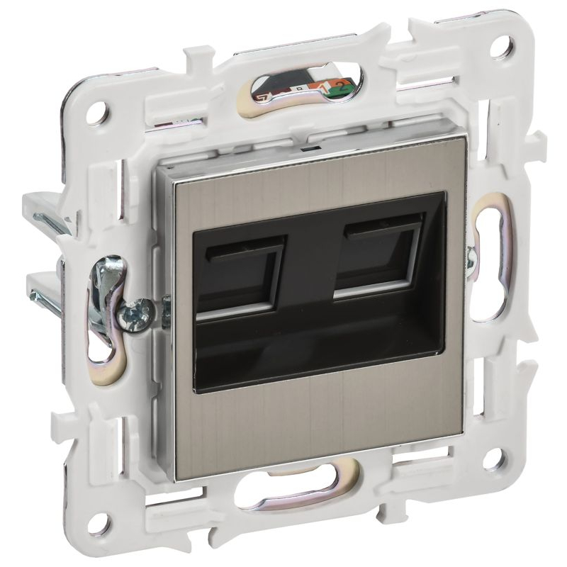 SKANDY Розетка компьютерная двойная RJ45 кат.5E SK-K03N металл никель IEK