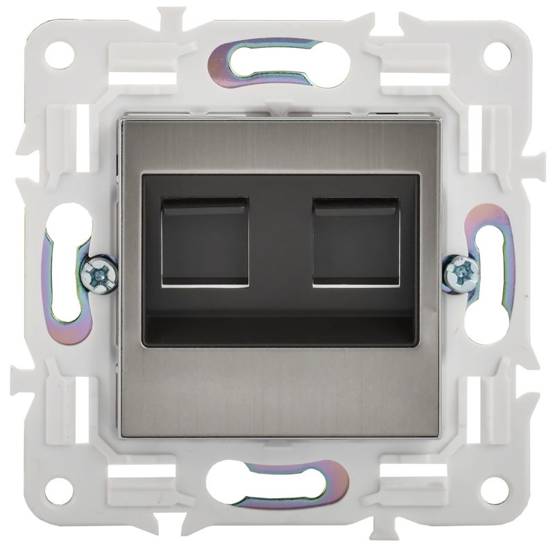 SKANDY Розетка компьютерная двойная RJ45 кат.5E SK-K03N металл никель IEK