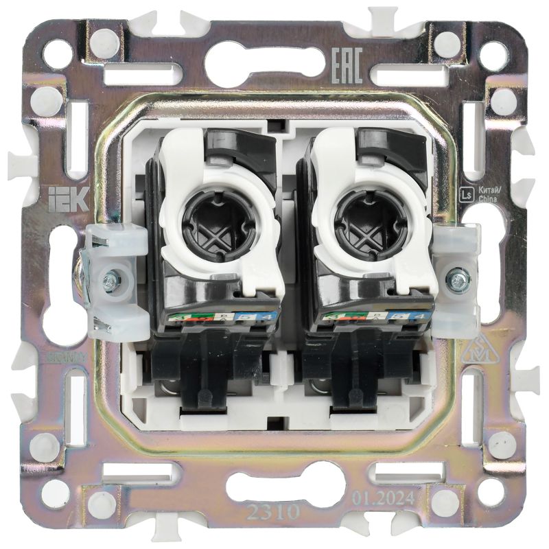 SKANDY Розетка компьютерная двойная RJ45 кат.5E SK-K03N металл никель IEK