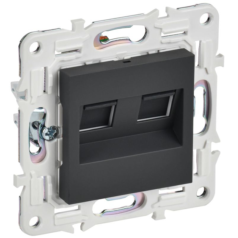 SKANDY Розетка компьютерная двойная RJ45 кат.5E SK-K03G графит IEK