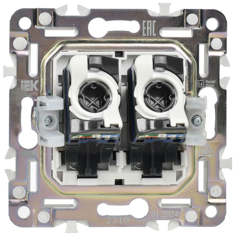 SKANDY Розетка компьютерная двойная RJ45 кат.6 SK-K04N металл никель IEK