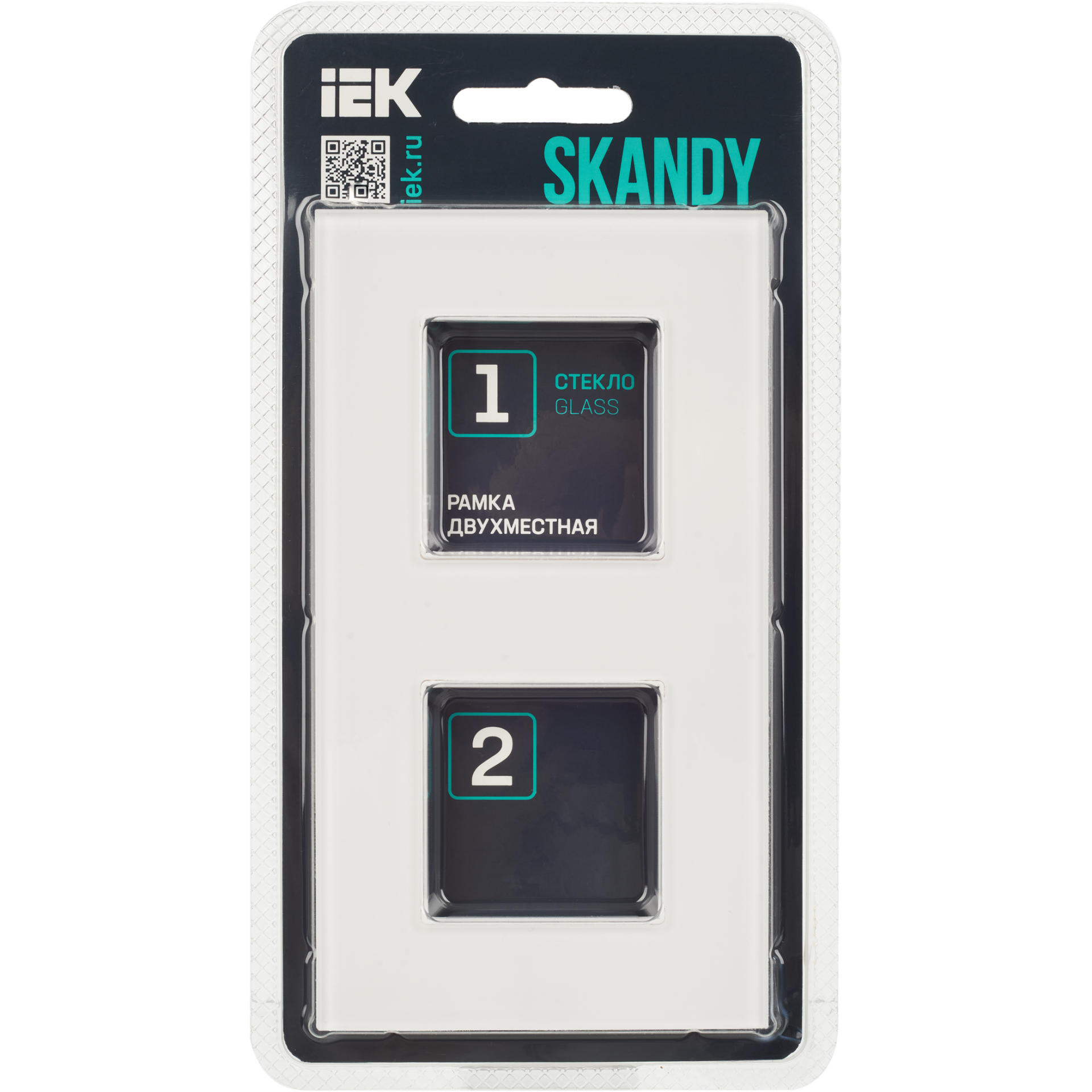 SKANDY Рамка 2-местная SK-F22W стекло арктический белый IEK