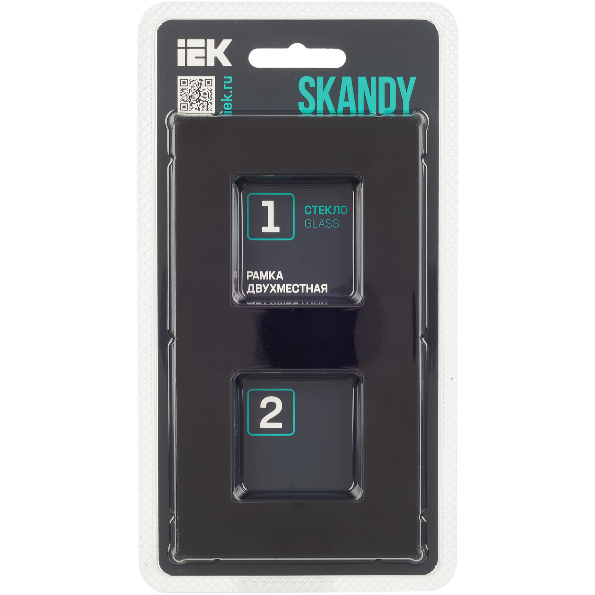 SKANDY Рамка 2-местная SK-F22Bl стекло черный IEK