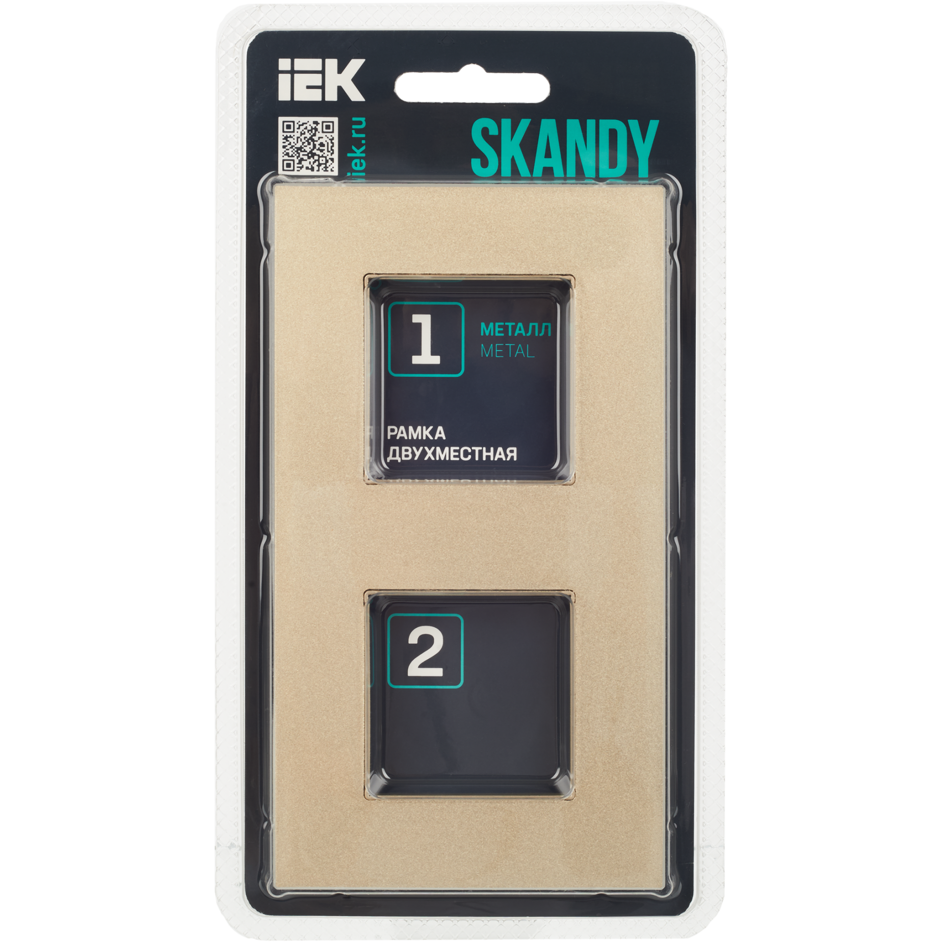 SKANDY Рамка 2-местная SK-F32Sh металл шампань IEK