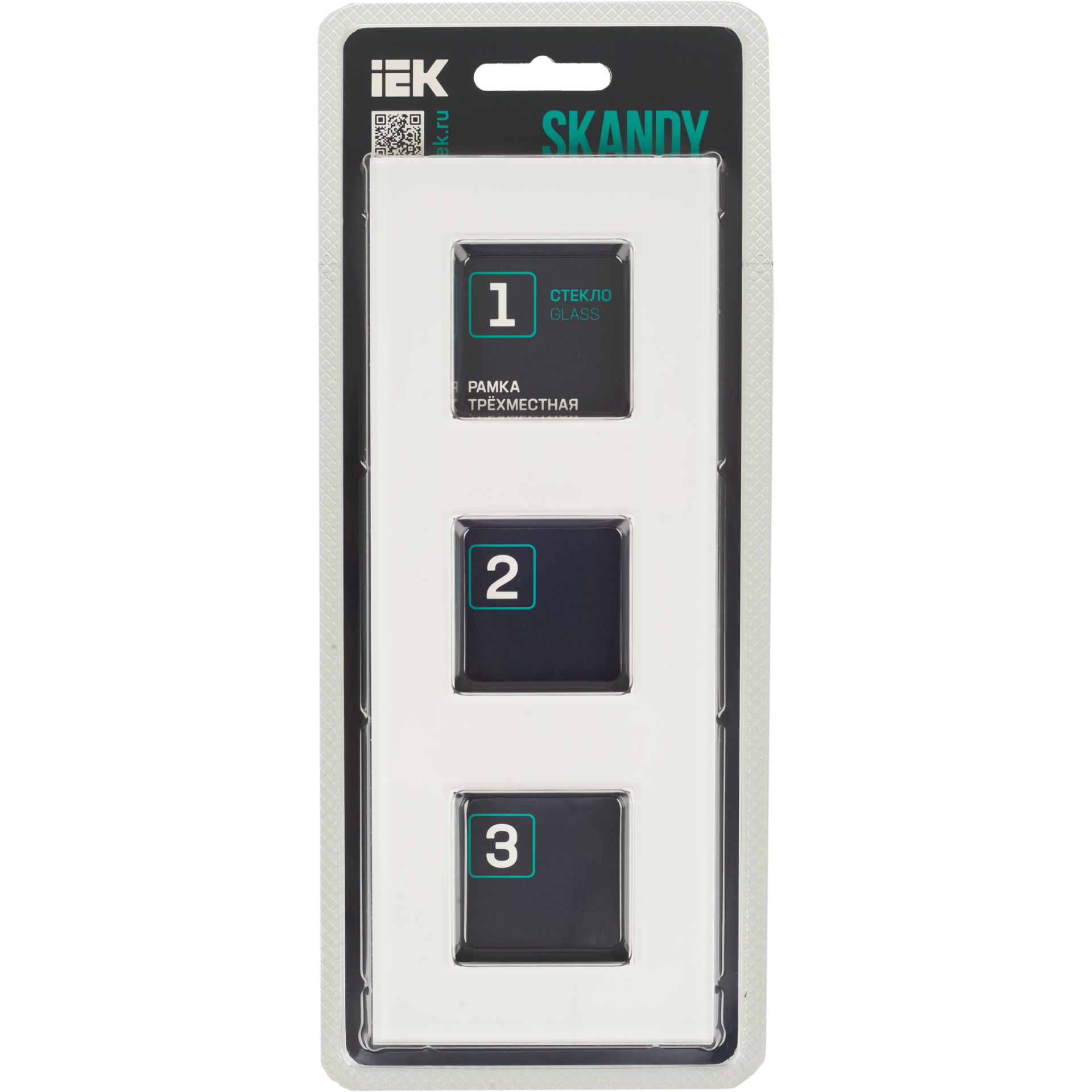 SKANDY Рамка 3-местная SK-F23W стекло арктический белый IEK