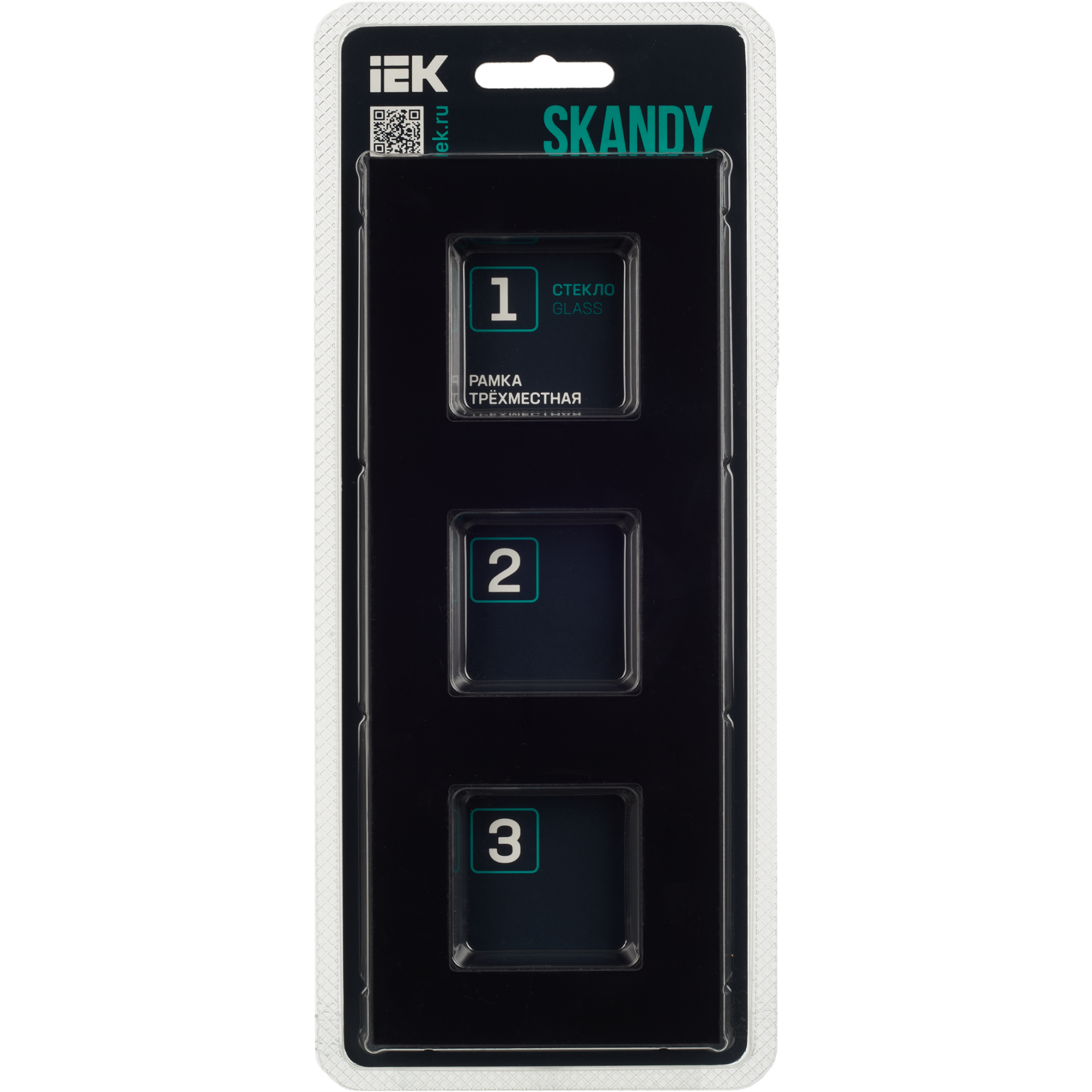 SKANDY Рамка 3-местная SK-F23Bl стекло черный IEK