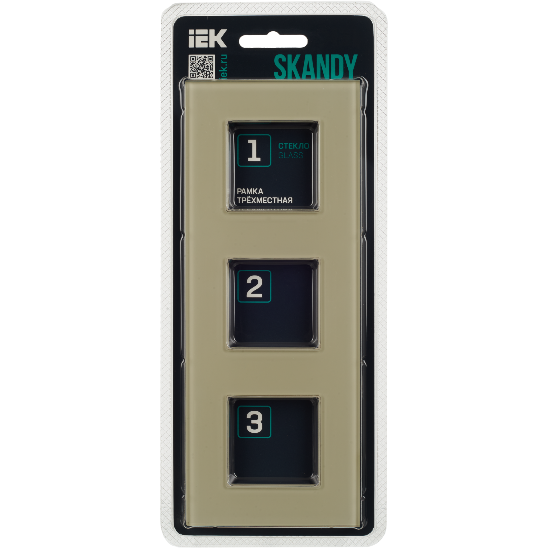 SKANDY Рамка 3-местная SK-F23B стекло беж. IEK
