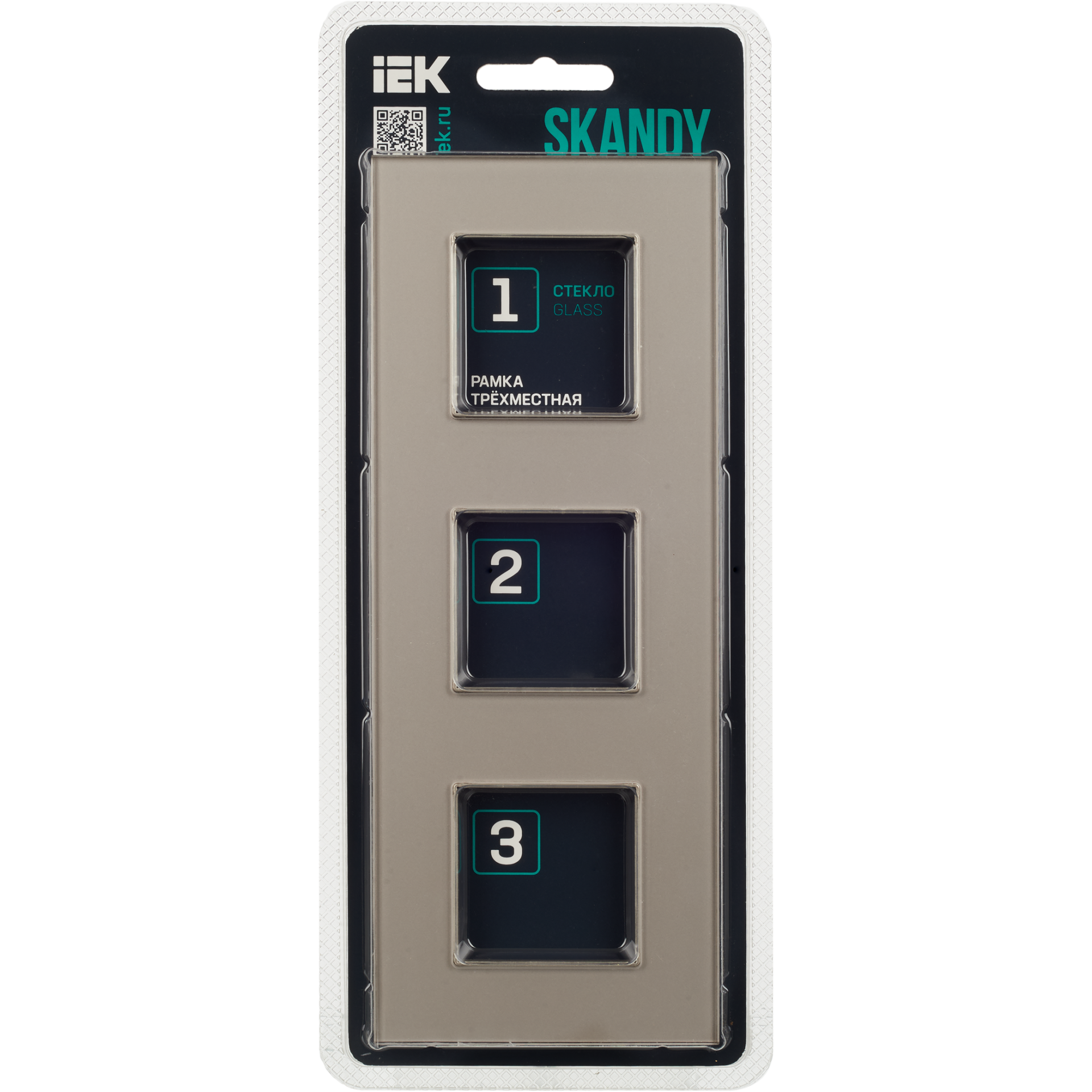 SKANDY Рамка 3-местная SK-F23Sh стекло шампань IEK