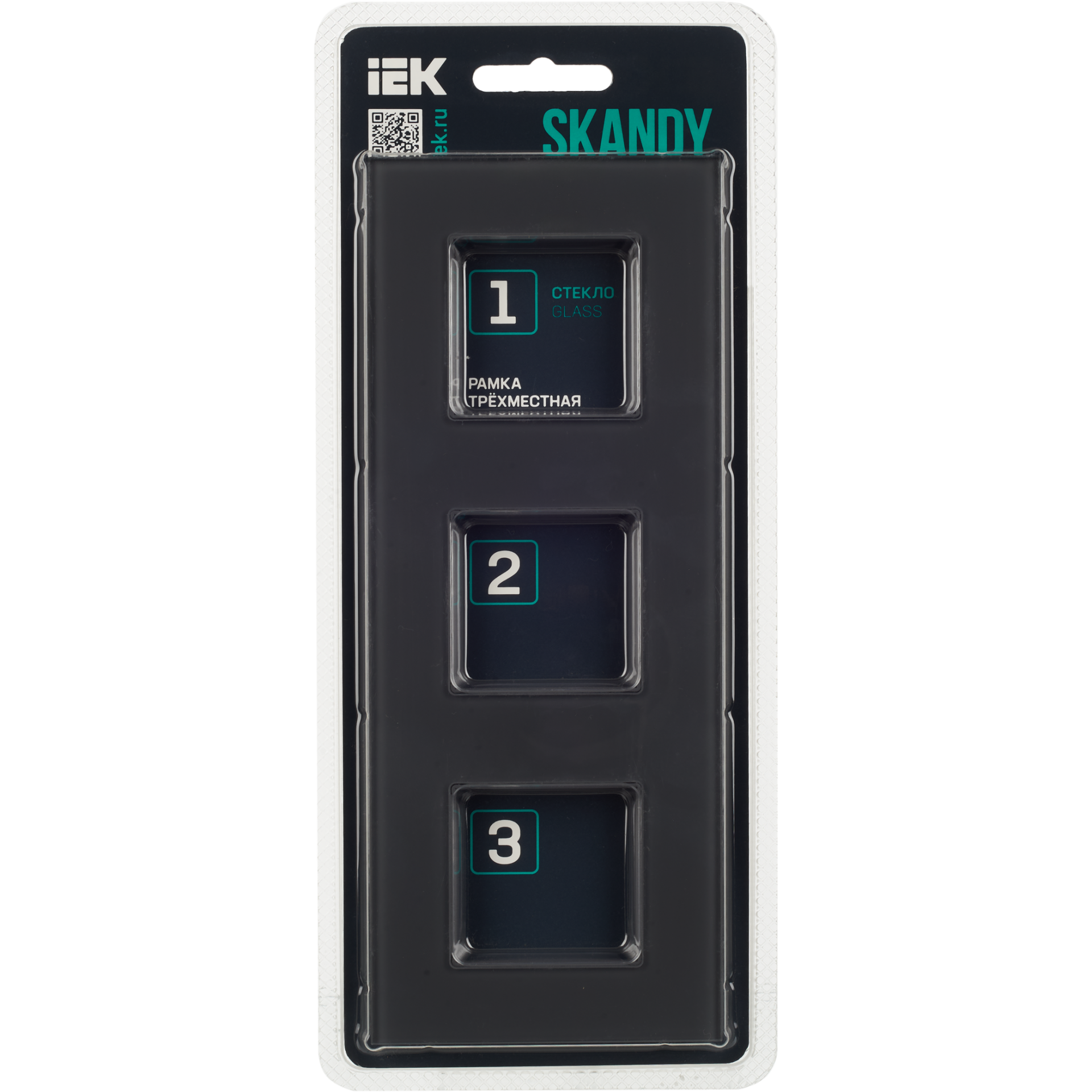 SKANDY Рамка 3-местная SK-F23G стекло графит IEK